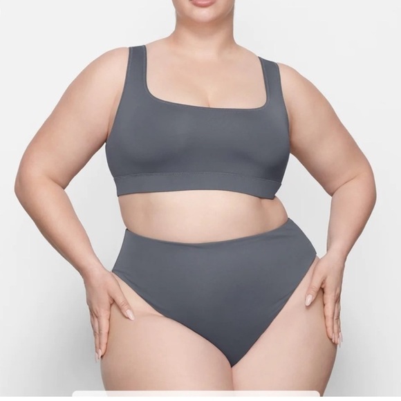 Skims tank bikini top and tie waist Bottom Swimsuit  gunmetal grey 4x - Picture 1 of 7